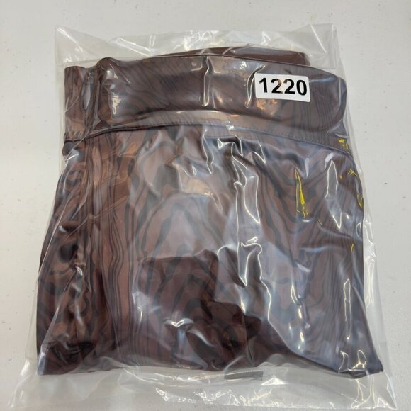 Maniere De Voir High Waisted Ruched Brown Satin Leopard Pants  Women's US 10 - Picture 12 of 13